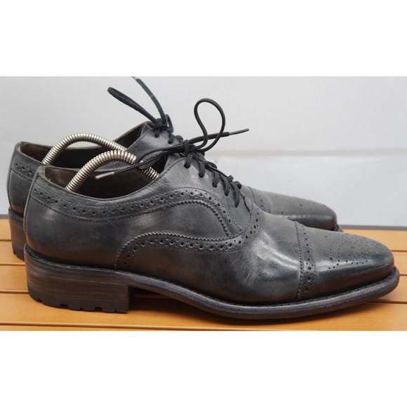 New! FREEBIRD Steven George Black Brogue Leather Oxford Wingtip Shoes Size 10 - Picture 6 of 14